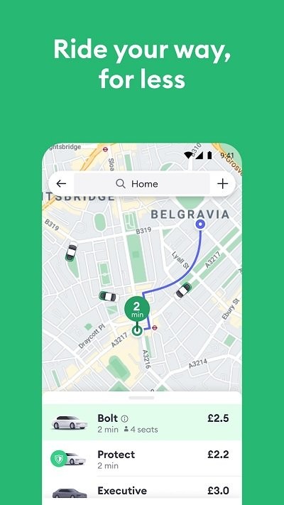 車型與價格對比畫面:不同車型的價格與等車時間一目了然