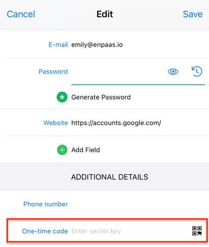 Enpass 內建 2FA 驗證碼生成器