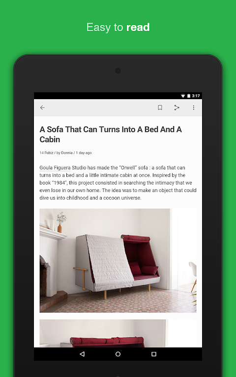 Feedly 文章閱讀頁截圖