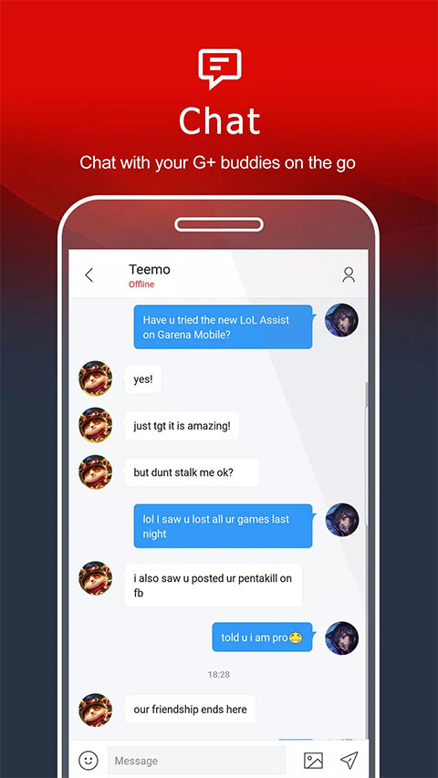 Garena App 的聊天介面