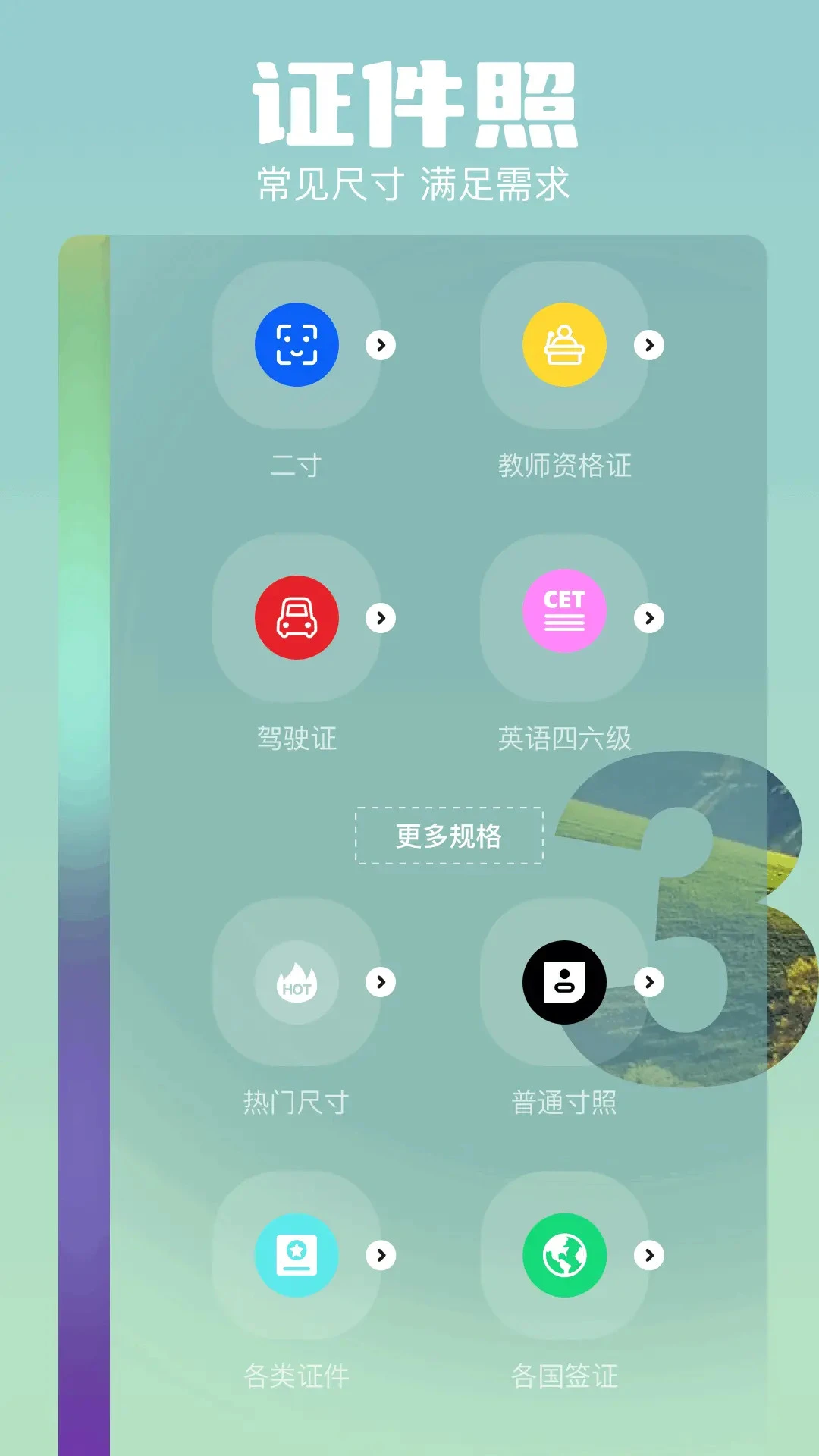 證件照規格庫的分組入口