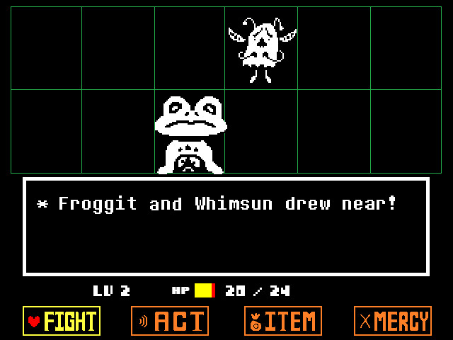 戰鬥選單：第一次面對 Froggit